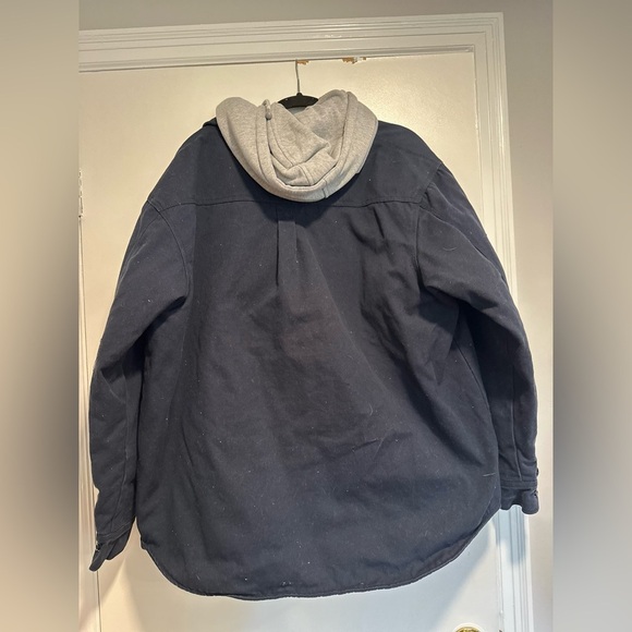 Men's XXL Dunbrooke Workwear Canvas Navy hooded jacket. New England Patriots. - Picture 3 of 15